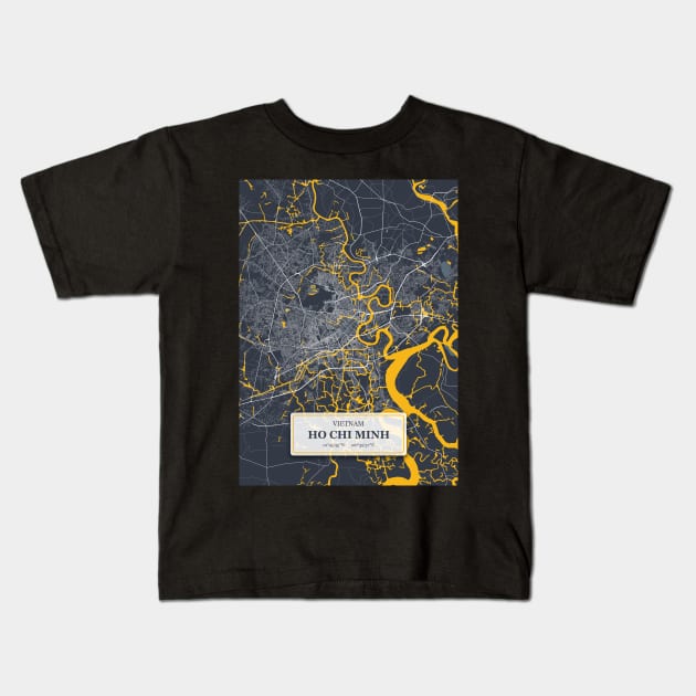 Ho Chi Minh, Vietnam City Map with GPS Coordinates Kids T-Shirt by danydesign